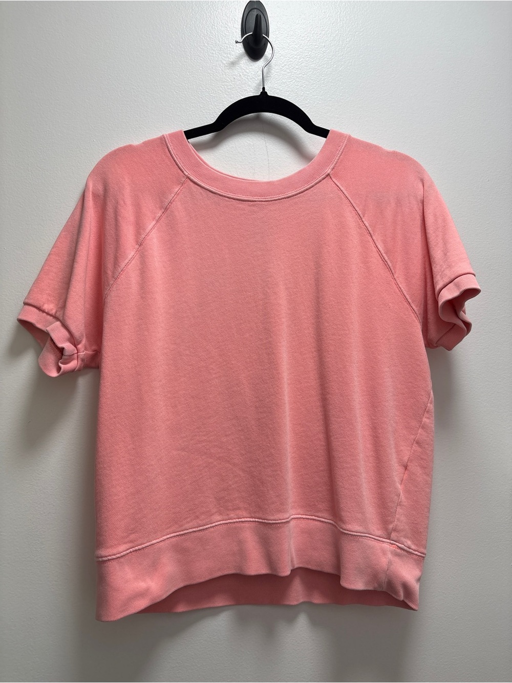 GAP Short Sleeve Crew Short Sleeved Sweatshirt - M- Coral Pink - cozy Cabincore